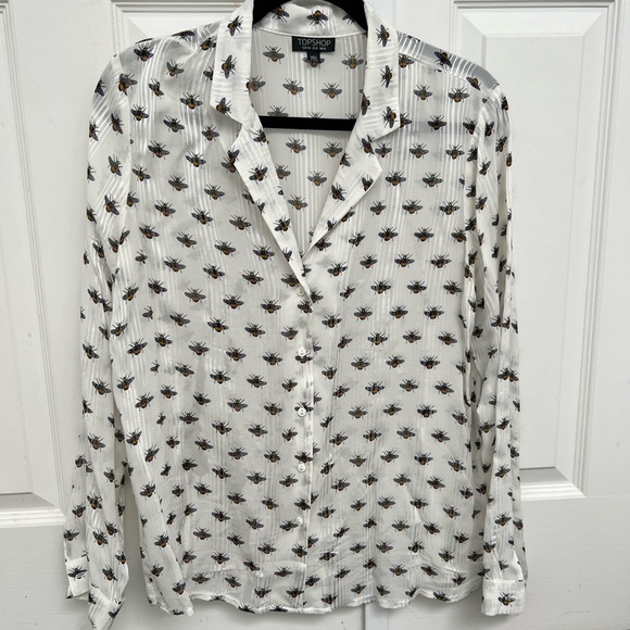 Topshop Bee Print button down shirt - Picture 2 of 5